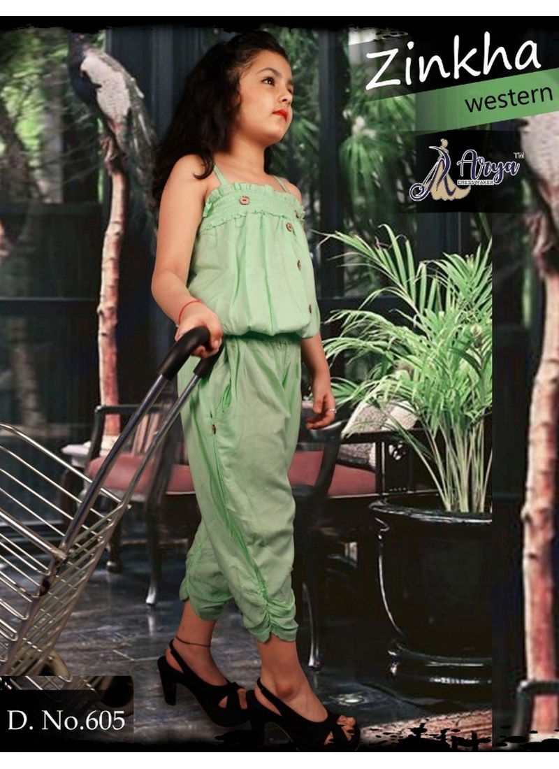 Pista Green Zinkha Western Latest Designer Collection Of Rayon Weastern Wear For Baby Girls 605